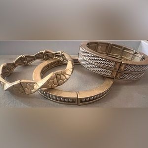 3 lia sophia stretch gold/brass bracelets